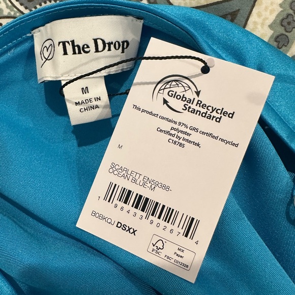 Sleek Blue Satin Slip Dress - Picture 6 of 7